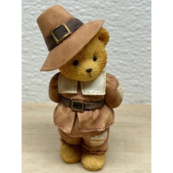 Vtg 1994 Enesco Cherished Teddies Jedediah Giving Thanks For Friends Figurine - Picture 1 of 13
